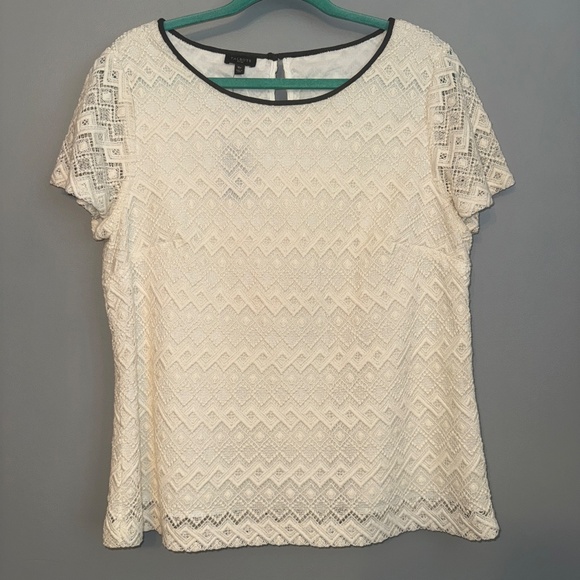 NWT Talbots Cream Crochet Lace Cap Sleeve Blouse Size 16P 16 Petite - Picture 1 of 8